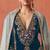 Teal heavy velvet semi stitched suit with embroidery work