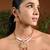 Gold plated traditional antique brass pearl necklace jewellery with earring set for women (mc212q)