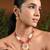 Gold plated traditional antique brass floral design pearl necklace with jhumki earring jewellery set for women (mc218q)