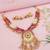 Gold plated traditional antique brass floral design pearl necklace with jhumki earring jewellery set for women (mc218q)