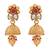 Gold plated traditional antique brass floral design pearl necklace with jhumki earring jewellery set for women (mc218q)