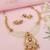 Gold plated traditional antique brass layered bead motif pearl necklace with earring jewellery set for women