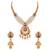 Gold plated traditional antique brass layered bead motif pearl necklace with earring jewellery set for women
