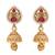 Gold plated traditional antique brass layered bead motif pearl necklace with earring jewellery set for women
