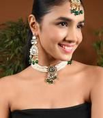 Gold plated latest fashion stylish multi layered choker necklace jewellery set for women