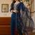 Navy blue viscose silk beads work desginer suit