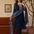Navy blue viscose silk beads work desginer suit