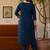 Navy blue viscose silk beads work desginer suit