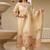 Cream viscose silk beads work desginer suit