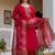 Red viscose silk beads work desginer suit