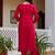 Red viscose silk beads work desginer suit