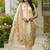 Cream viscose silk beads work desginer suit