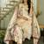 Cream viscose silk beads work desginer suit