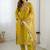 Yellow viscose silk beads work desginer suit
