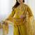 Yellow viscose silk beads work desginer suit