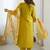 Yellow viscose silk beads work desginer suit