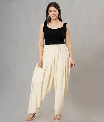 Cream cotton pleated pyjama pants 1