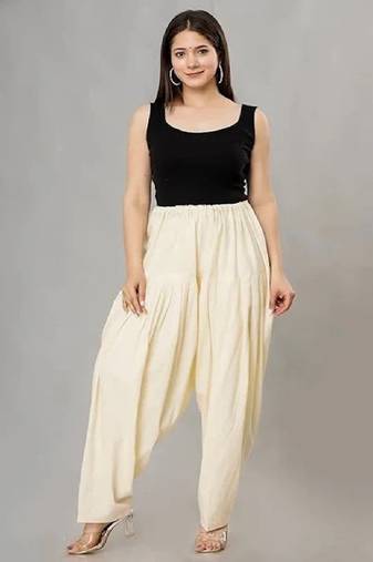 Cream cotton pleated pyjama pants