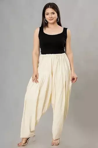 Cream cotton pleated pyjama pants