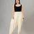 Cream cotton pleated pyjama pants
