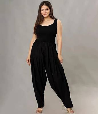 Black cotton pleated pyjama pants 1