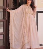 Pink georgette with beads & sequins multi embroidered work