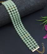 18k gold plated mint pearl beaded stylish moti choker necklace for women & girls 