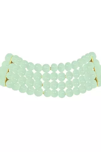 18k gold plated mint pearl beaded stylish moti choker necklace for women & girls 