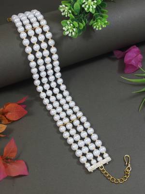 18k gold plated green pearl beaded stylish moti choker necklace for women & girls  1