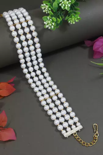 18k gold plated green pearl beaded stylish moti choker necklace for women & girls 