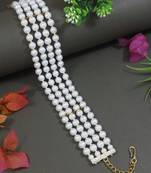 18k gold plated green pearl beaded stylish moti choker necklace for women & girls 