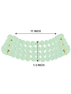 18k gold plated mint pearl beaded stylish moti choker necklace for women & girls  3