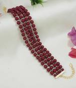 Gold plated maroon pearl beaded stylish moti choker necklace for women 