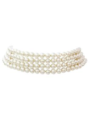 18k gold plated green pearl beaded stylish moti choker necklace for women & girls  2