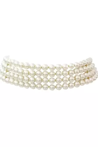 18k gold plated green pearl beaded stylish moti choker necklace for women & girls 
