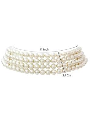 18k gold plated green pearl beaded stylish moti choker necklace for women & girls  3