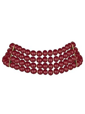Gold plated maroon pearl beaded stylish moti choker necklace for women  2