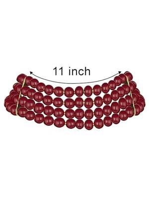 Gold plated maroon pearl beaded stylish moti choker necklace for women  3
