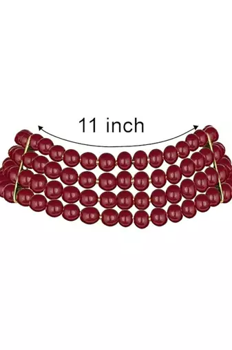 Gold plated maroon pearl beaded stylish moti choker necklace for women 