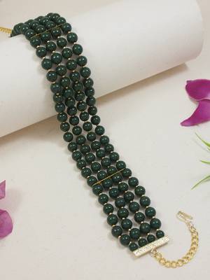 18k gold plated white pearl beaded stylish moti choker necklace for women & girls  1