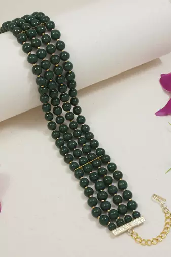 18k gold plated white pearl beaded stylish moti choker necklace for women & girls 