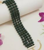 18k gold plated white pearl beaded stylish moti choker necklace for women & girls 