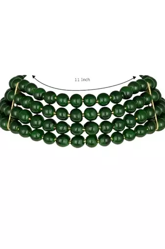 18k gold plated white pearl beaded stylish moti choker necklace for women & girls 