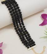 18k gold plated black pearl beaded stylish moti choker necklace for women & girls 