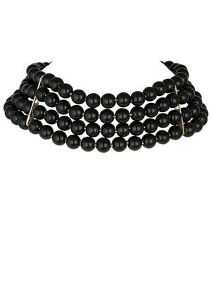 18k gold plated black pearl beaded stylish moti choker necklace for women & girls  2