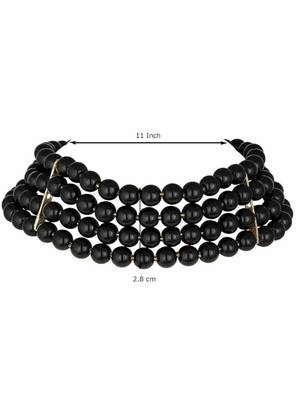 18k gold plated black pearl beaded stylish moti choker necklace for women & girls  3