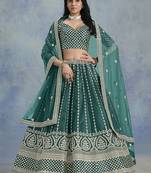 Green Embroidered Sequins Work Art Silk Lehenga Choli