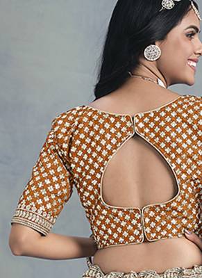 Orange Embroidered Sequins Work Art Silk Lehenga Choli 2