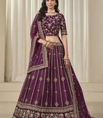 Maroon Embroidered Sequins Work Art Silk Lehenga Choli