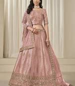 Pink Embroidered Sequins Work Art Silk Lehenga Choli